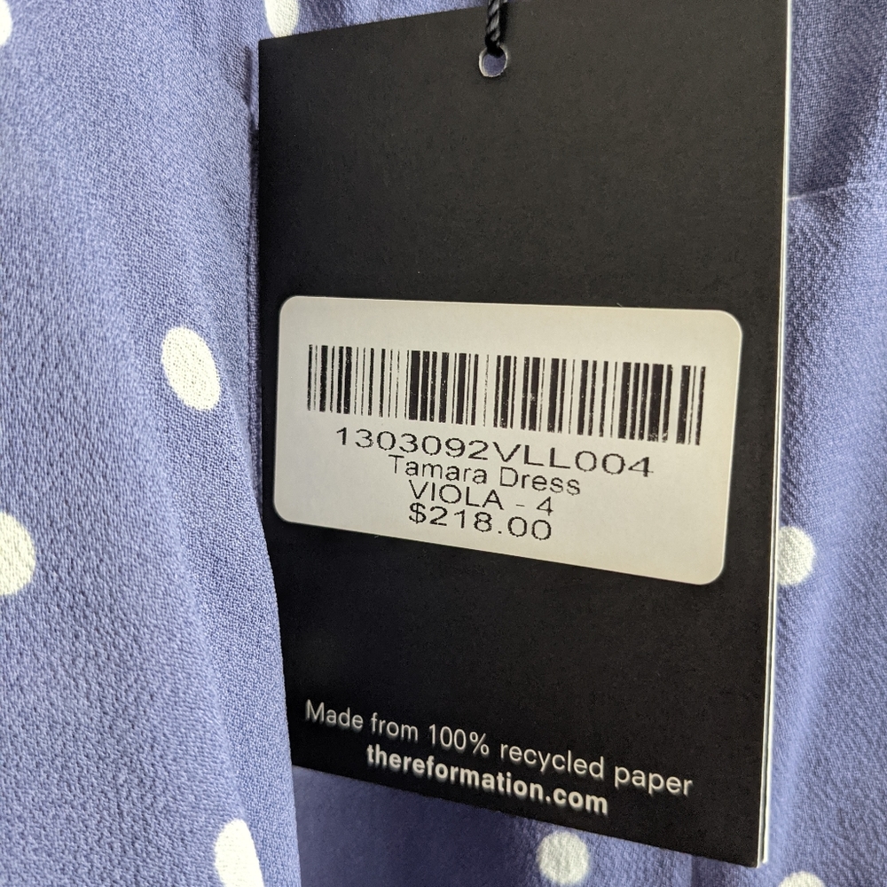 Reformation Lavender Polka Dot Mini Dress - Picture 6 of 6